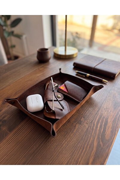 BUO Leather Hakiki Deri Masa Düzenleyici Valet & Organizer Tepsi (EDC Tray)