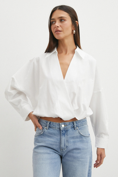 White Ruffled Tie Blouse