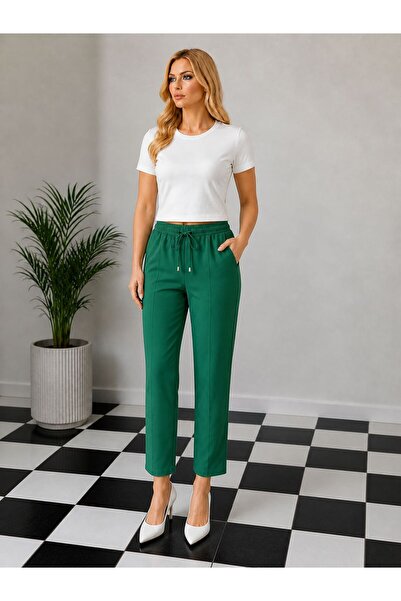 UTDU Plus Size Pants with Elastic Waist and Adjustable Double Fabric