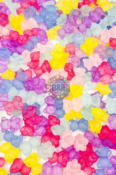 E.B EBRULİ BONCUK Mystic Teddy Bear Colorful Mixed Transparent Beads Jewelry Making Bead (25 Pieces)
