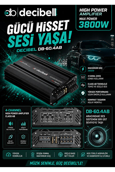 decibell | DB-60.4AB | 4x60W | 4 Kanal AB Class Oto Amfi