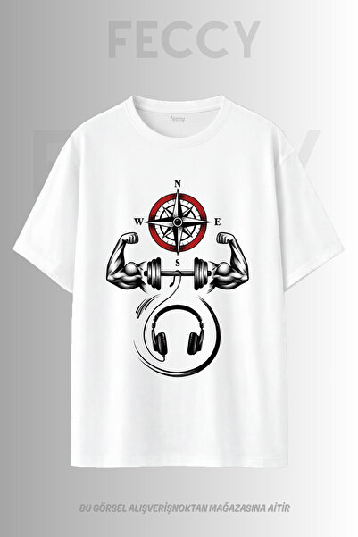 FECCY Tricou unisex supradimensionat cu imprimeu premium, tematică sală de sp...