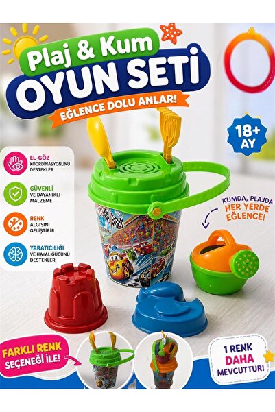 SAZE Eğitici Kova Kum Seti Oyuncak | Plaj & Bahçe Oyun Seti Kürek Tırmık Sulu...