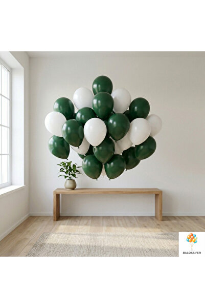 baloss fer Dark Green White Balloon Set 20 Pieces Birthday Party Decoration S...