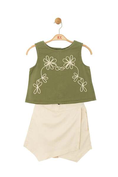 nk kids Nk Girl's Sleeveless Embroidery Detailed Set 8-14 Years Old Cream - K...