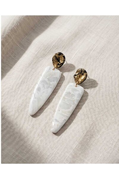 Dodemert Home White Marble Look Polymer Clay & Epoxy Handmade Design Earrings