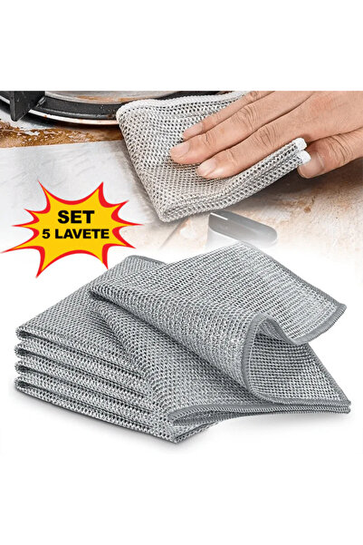 unbranded Set 5 lavete abrazive bucătărie, lavete de curățare eficientă, reut...