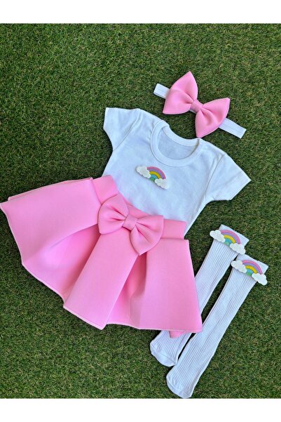 kokosh _ kidss burcu sapmaz Girl's rainbow-themed special occasion set