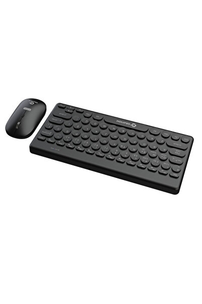 Gravion KM-BT37 Kablosuz Klavye Mouse Set Siyah – Bluetooth + 2.4GHz Wireless, İnce Slim Tasarım, Türkçe Q, Tablet Telefon Laptop Uyumlu