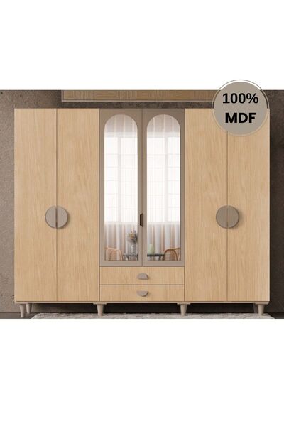 comiet Ladin 6 Kapak Mdf Ayaklı Tasarım Gardırop