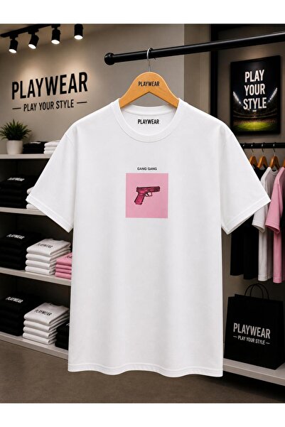 playwear Tricou Gang Gang cu imprimeu pe piept, 100% bumbac, supradimensionat...