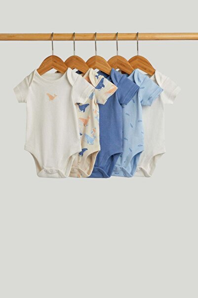 MOTHERCARE 5 قطع من ملابس الأطفال القصيرة الأكمام بتصميم الحيتان