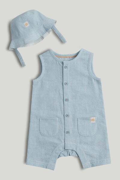 MOTHERCARE طقم رومبر وقبعة الأولاد الأولين لي