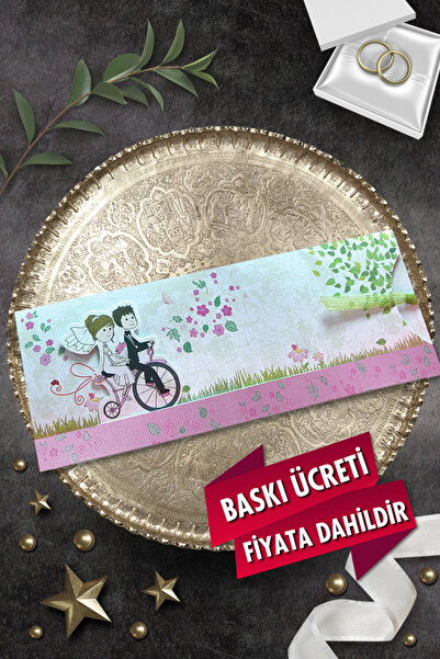 Cem Davetiye Düğün Nişan Nikah Kına Davetiyesi 3377 (100 ADET) Baskı Dahil