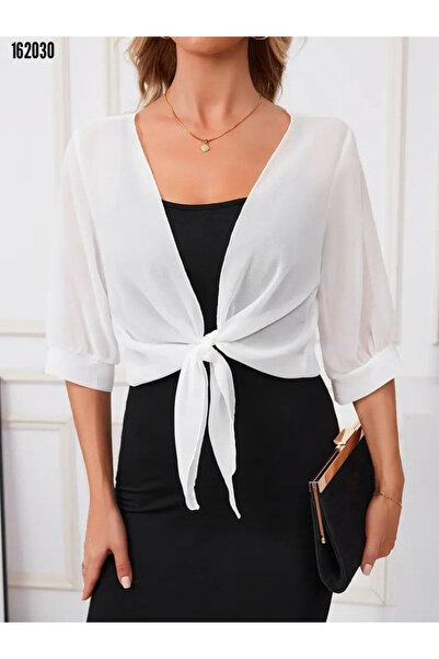 BZ Boutique Truvakar Kol Önden Bağlamalı Kısa Büyük Beden Bolero Ceket 162032