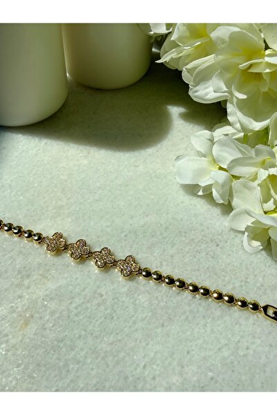 Merishe Jewerly Gold Quadruple Stone Stainless Steel Adjustable Bracelet