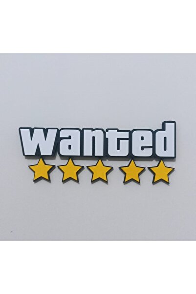 3NK1 Gamer Tasarım GTA V Wanted 5 Yıldız - Dekoratif Duvar Süsü -Oyuncu Odası...