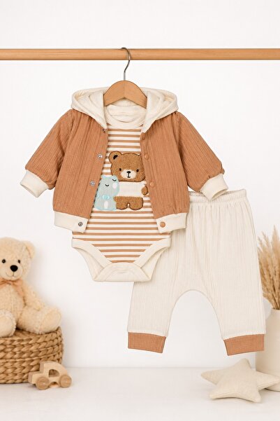METEOR BABY Baby Boy 3-Piece Set Hooded Flexible Waist Pants Baby Set