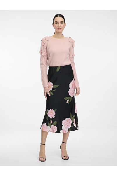 ORSAY Black midi skirt with chetin pattern