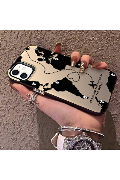PATTERNOVA iPhone 12/12 Pro Uyumlu Yüksek Kalite Dünya Haritalı Kılıf, Çizilm...