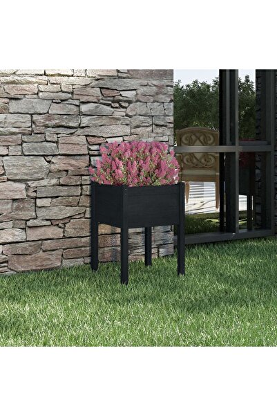 vidaxl Jardiniera de gradina, negru, 50x50x70 cm, lemn masiv de pin