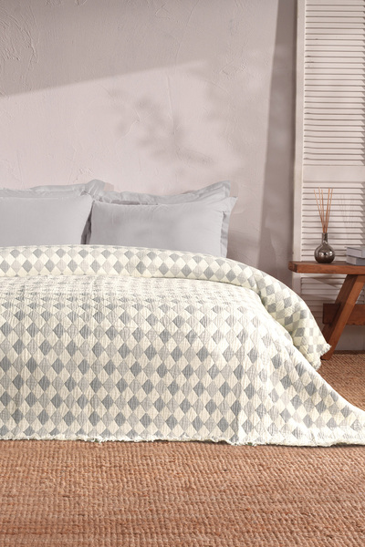 Puffy Pavia Double Bedspread Set - Gray