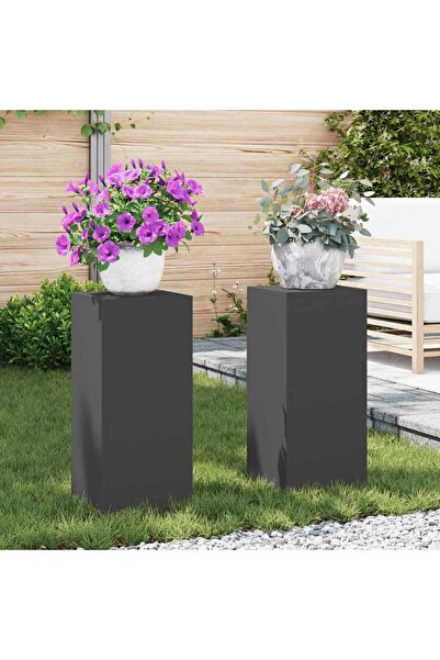 vidaxl Suport pentru plante 2 pcs Negru 24 x 24 x 55 cm Otel