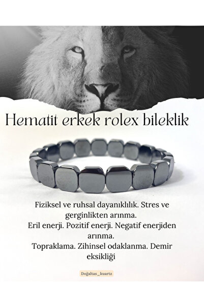 kuartz Hematite Men's Bracelet. Certified Original Natural Stone
