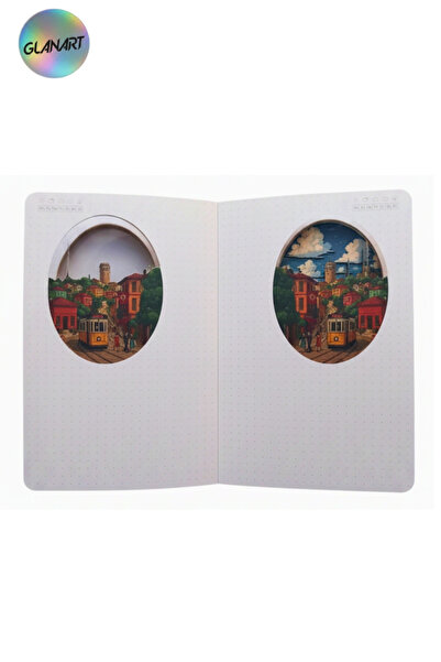 Glanart hediyelik lüks oval desen kesimli çizgisiz not hatıra defteri 60 yaprak (13,5x20,5 cm ) istanbul