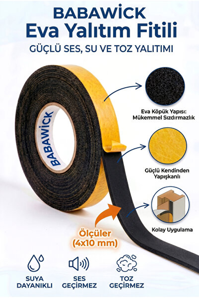 BABAWİCK EVA Bant Fitil 4X10 mm- Kendinden Yapışkanlı Kapı ve Pencere Yalıtım...