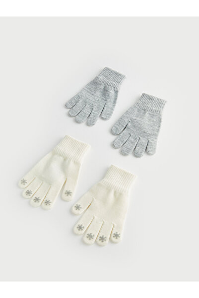 LC Waikiki Printed Girls' Knitwear Gloves 2 Pack