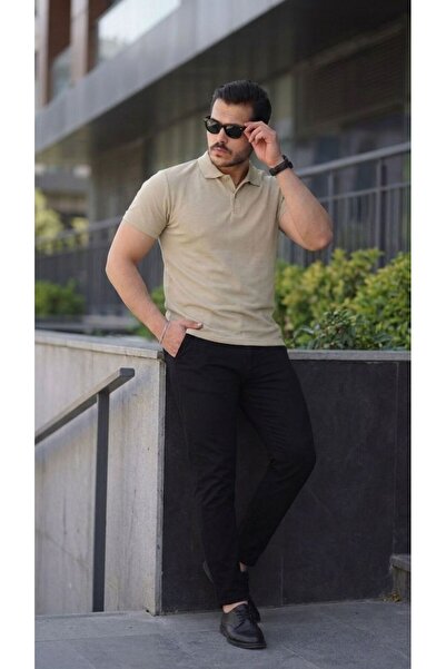 viyamen Men's Modern Cut Basic Polo Neck T-Shirt