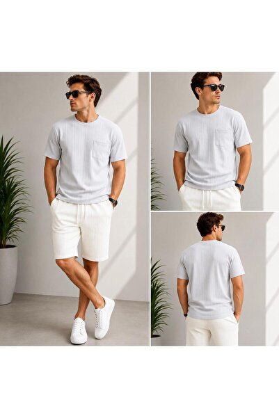 WENMİNG Men's Ottoman Fabric Crew Neck Summer T-Shirt Shorts 2-Piece Top and ...