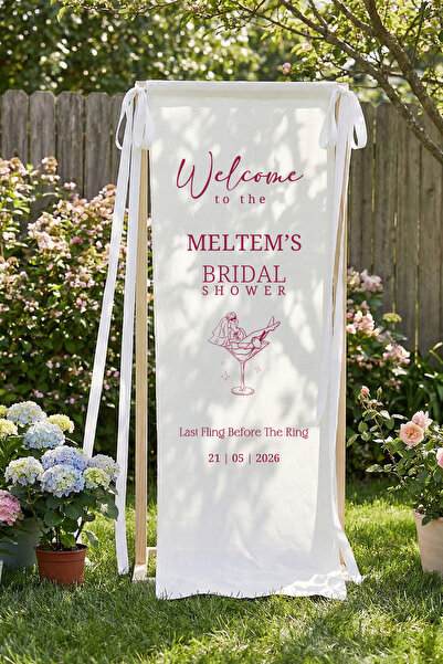 Sophestia Kişiye Özel Kumaş Bridal Shower Karşılama Panosu - Ahşap Standlı