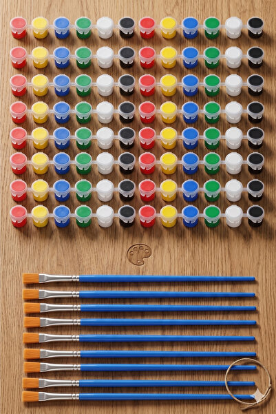 NEON PLUS 20 Adet 3ml Akrilik Boya (6 Renk) 20 Adet Fırça Seti