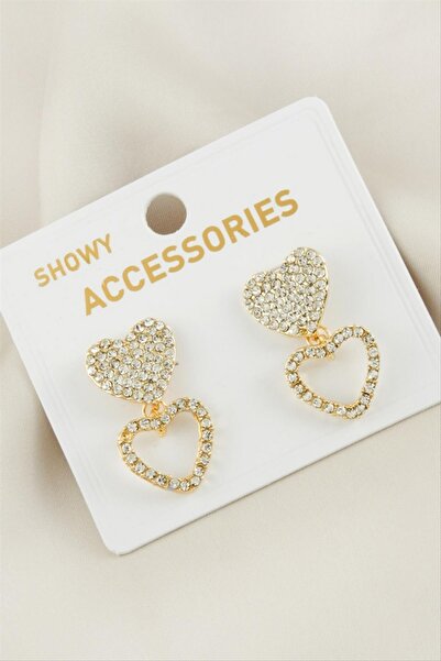ZERO LAND Ilkeshop Heart New Season (01018) Stone Earrings-Yellow