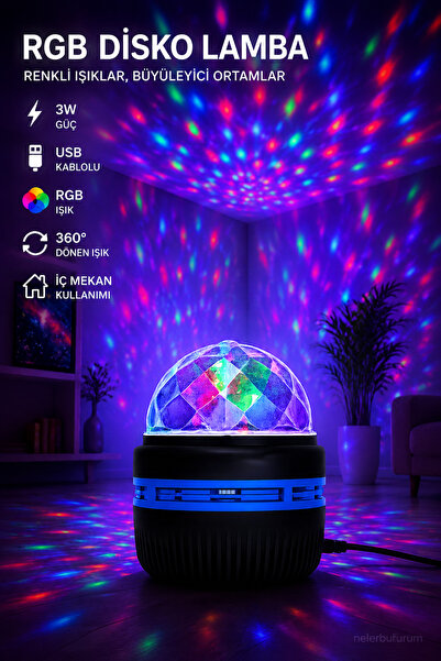 nelerbulurum 360 derece dönen Led Işıklı Disko Gece Bar Pavyon ampul Renkli A...