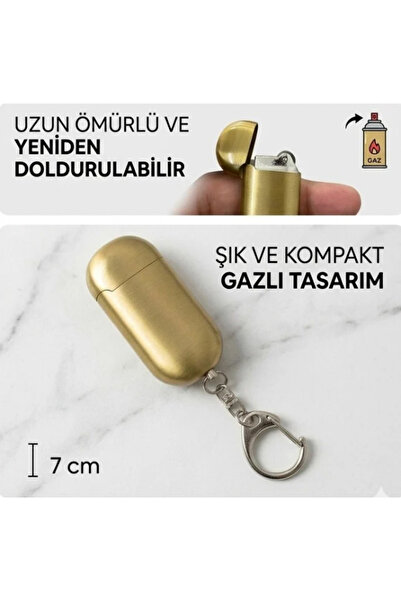 ELİSA ACCESSORİES Gold Mini Metal Çakmak & Anahtarlık