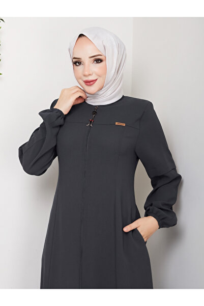 Efelif Ferace sport cu design elegant, cu fermoar, guler înalt, antracit, măr...