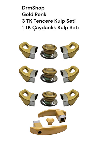shopdrm Gold Renk 3 takım tencere kulp seti ve 1 takım çaydanlık Kulp seti