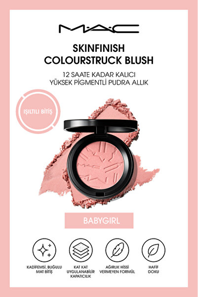M.A.C Skinfinish Colourstruck Blush 12 Saate Kadar Kalıcı, Yüksek Pigmentli P...