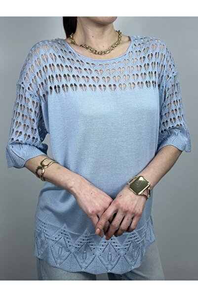 GND Openwork Heart Patterned Viscose Knitwear Blouse