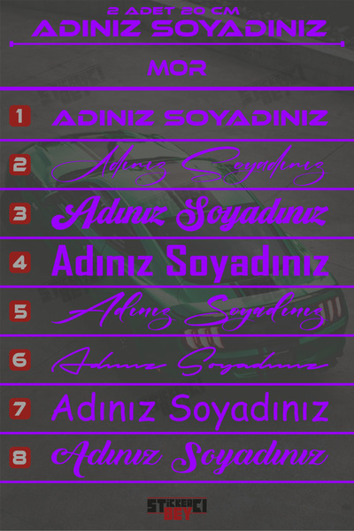 Ydm Reklam 2 ADET ADINIZ SOY ADINIZ MOTOR-ARAÇ-LAPTOP STİCKER KAPLAMA FOLYO K...