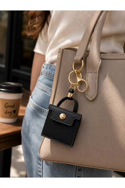 BiTon Toptan Black mini bag charm keychain | bag accessory & ipod style mini wallet charm