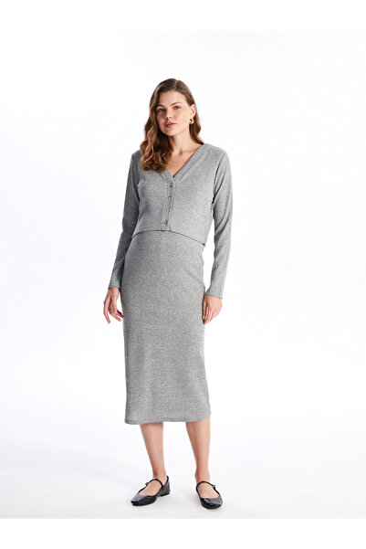 LC Waikiki Crew Neck Women's Dress and Cardigan