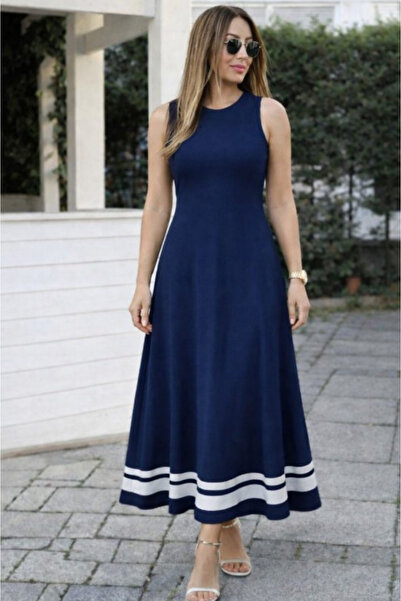 Kokosh moda Rochie lungă din viscoză pentru femei, cu decolteu rotund, cu bre...