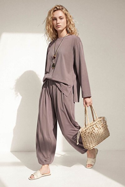 Hooopstore Σετ Παντελονιών Χαλαρής Γραμμής Shalwar σε Απόχρωση Λιλά