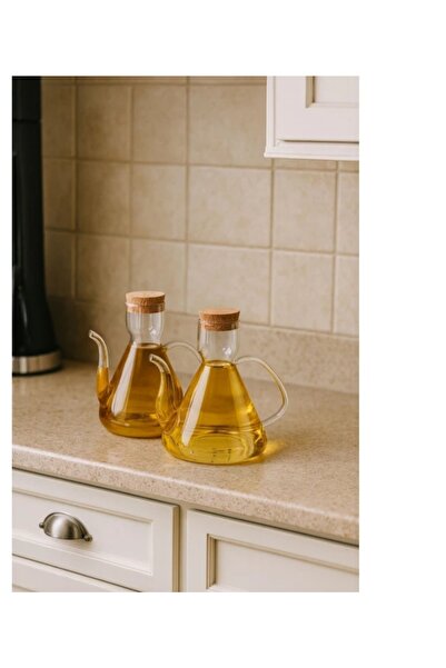 LeylArt 2-piece borosilicate glass oil pot with cork lid 500 ml