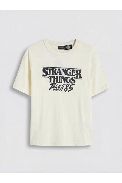 LC Waikiki LCW Kids Bisiklet Yaka Stranger Things Baskılı Erkek Çocuk Tişört