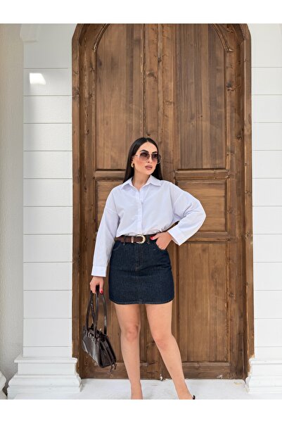 Myra Fashion Oversize Basic Gömlek Geniş Kesim Uzun Kol Bluz Kadın Trend Mode...